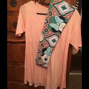 Lularoe OS disney leggings with perfect tee